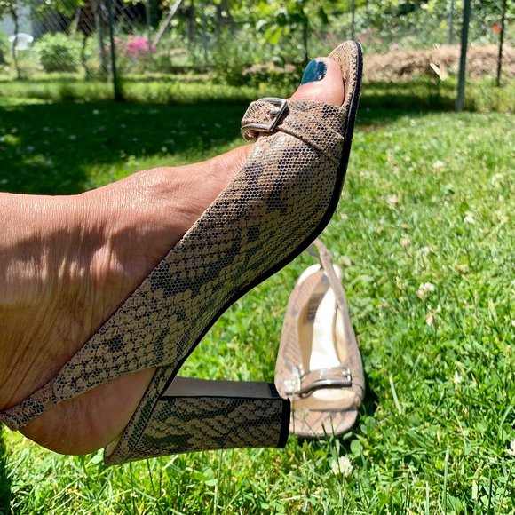 Bill Blass leather, snake print, sling-backs, 8 - Picture 5 of 16